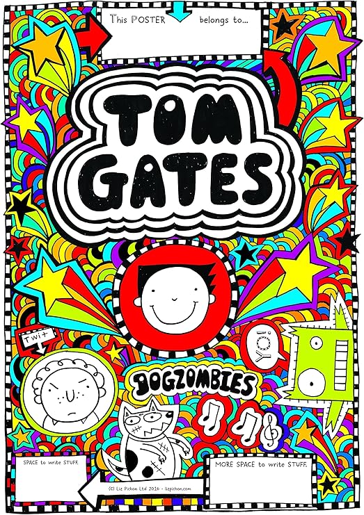 Tom Gates Official Signed Colour Poster + separate B&W copy for