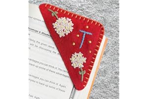 Personalized Hand Embroidered Corner Bookmark, Bookmarks for Women, Personalized Bookmark for Books, Cute Flower Book Mark, Hand Stitch Gift for Women for Book Lovers by HNQCPCVU (T, RED)
