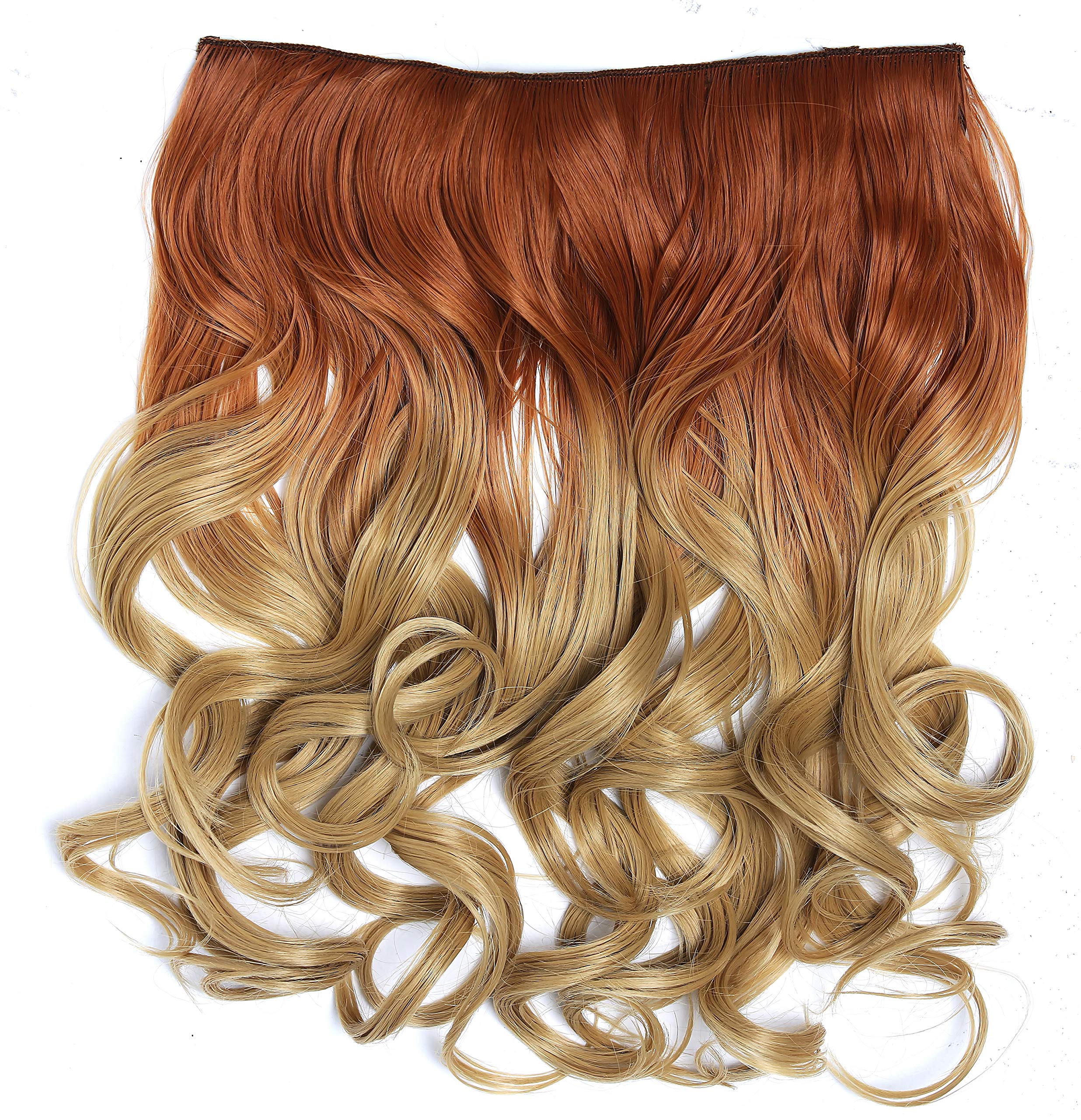 WIG ME UP - CMT-863-060TT86 Clip-in hair extension 5 clips wide full back of the head curled wavy ombre mix of dark blond and honey blonde 15 inches