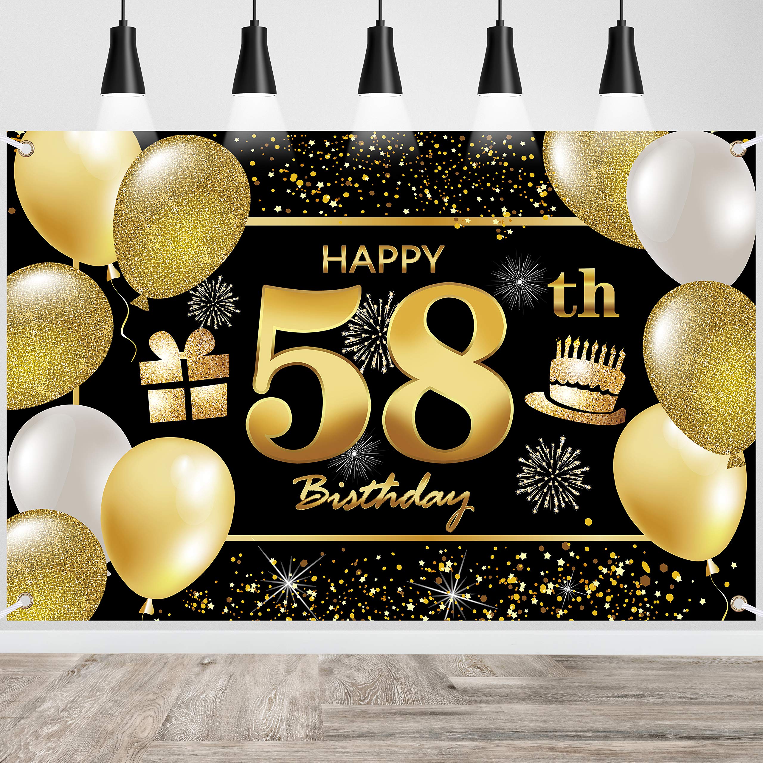 58th Happy Birthday Banner IMISI Birthday Decorations Backdrop for Party