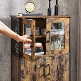 VASAGLE Storage Cabinet Multipurpose Cupboard Industrial Rustic Brown Black view 5