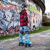 Xootz Kids Quad Skates Beginner Adjustable Roller Skates Blue Black view 2