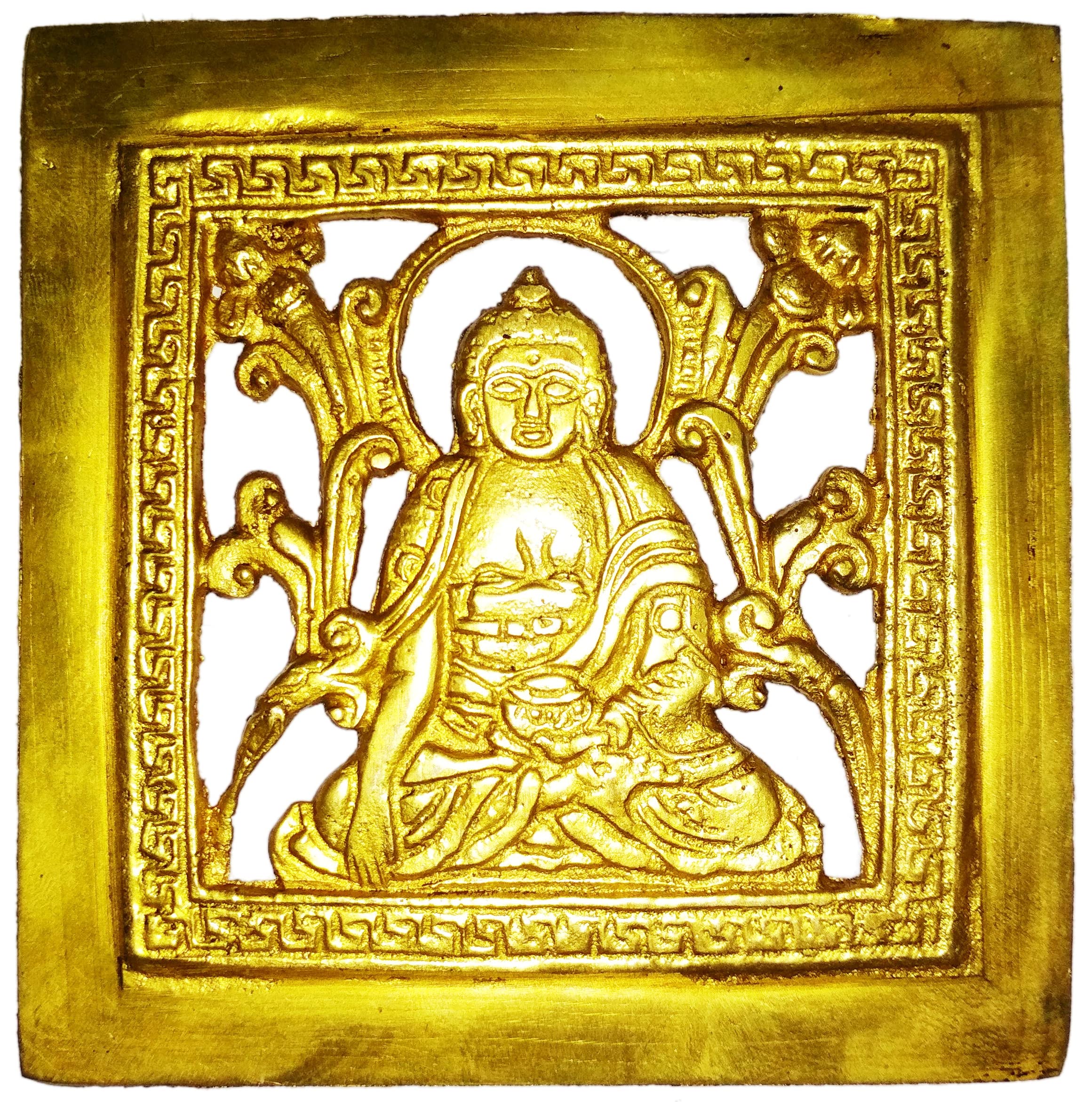 Purpledip Brass Wall Hanging Plaque Gautam Buddha: Dokra Craft Tribal Art Decor Statue (11439)