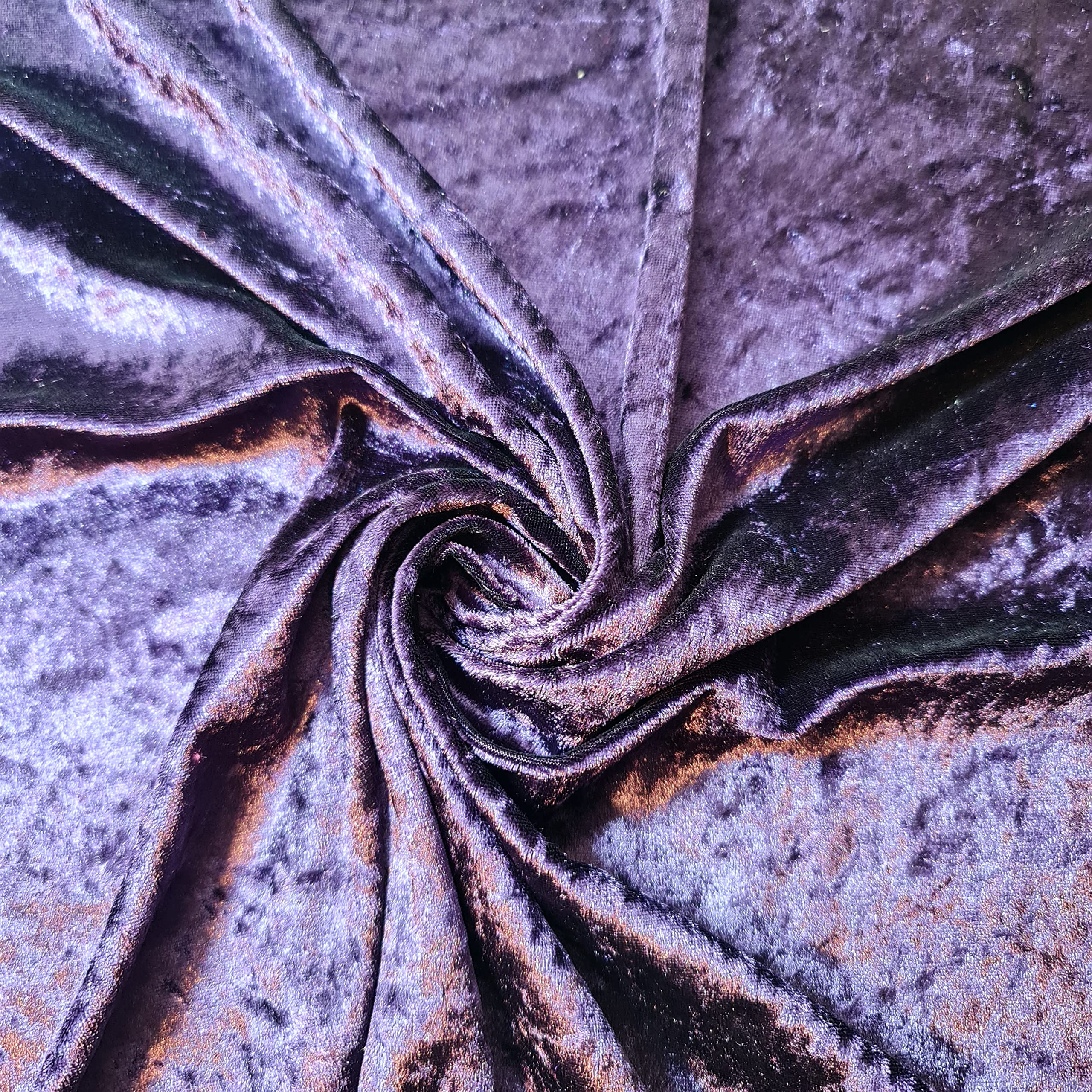 Textile Station Premium Quality Marble Crushed Velvet Medium Weight Stretch Fabric Material 58" Wide Available in 26 Colours (Plum) — image 1