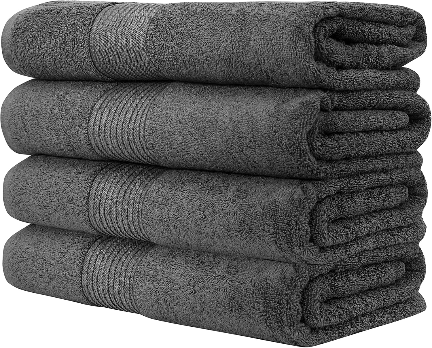 Bliss Luxury Bath Towels Set - 34" x 56" Extra Large Premium Quality Bath Sheet - 650 GSM - Soft Combed Cotton, Absorbent (Dark Grey, 4 Pack): Home & Kitchen