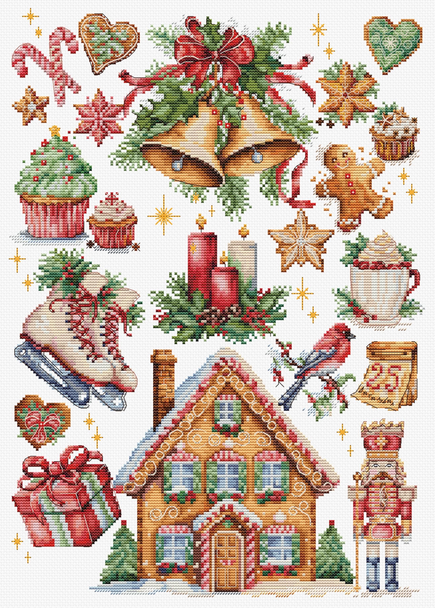Luca-S Cross Stitch Kit Christmas Composition, B7031, Counted Cross Stitch Kit for Adults, Needlecraft and Embroidery Kit