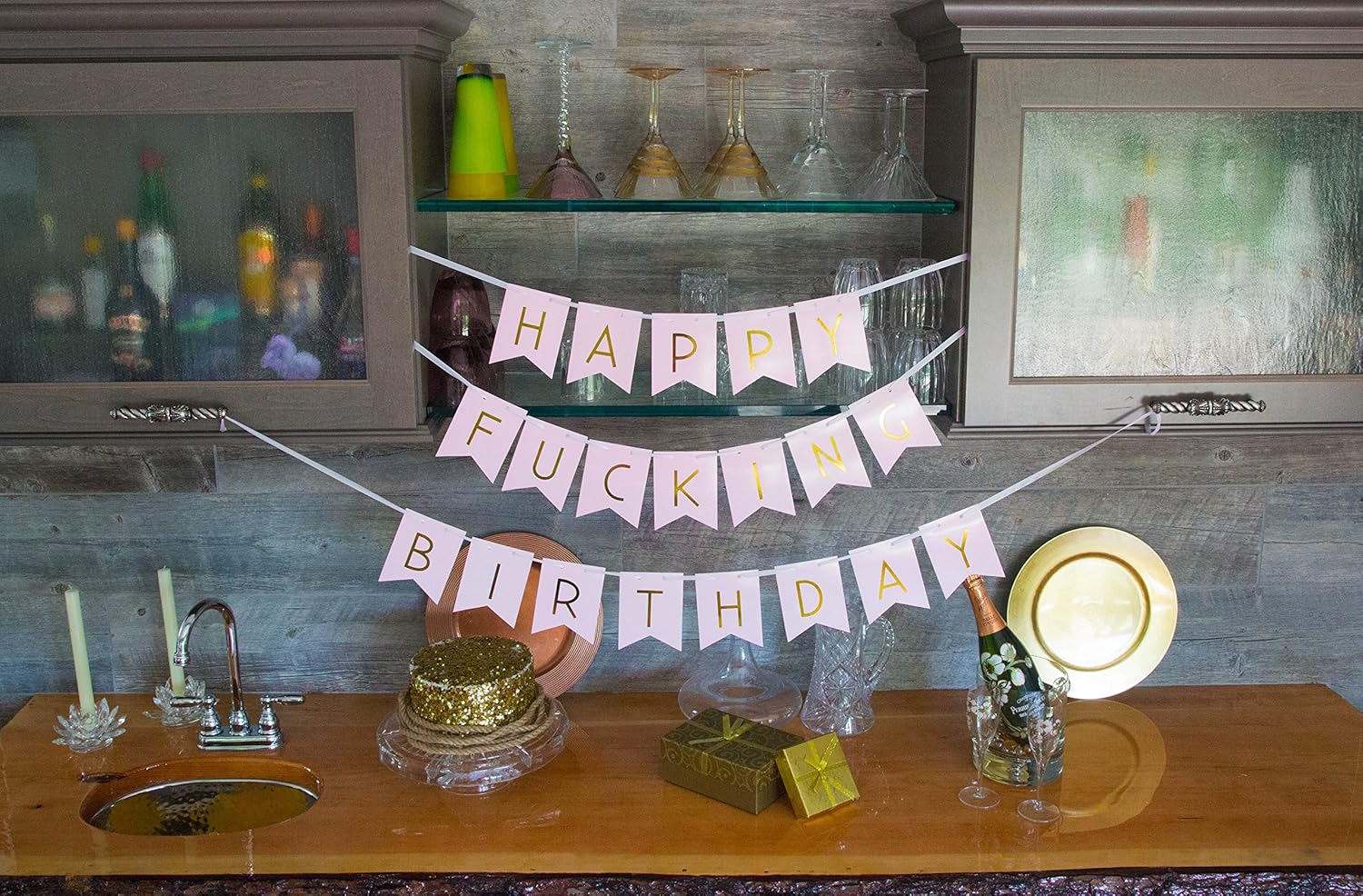 Funny Birthday Decorations 40th 30th Happy FING Birthday Bunting Banner 50th Birthday Premium Quality Party Supplies 21st 