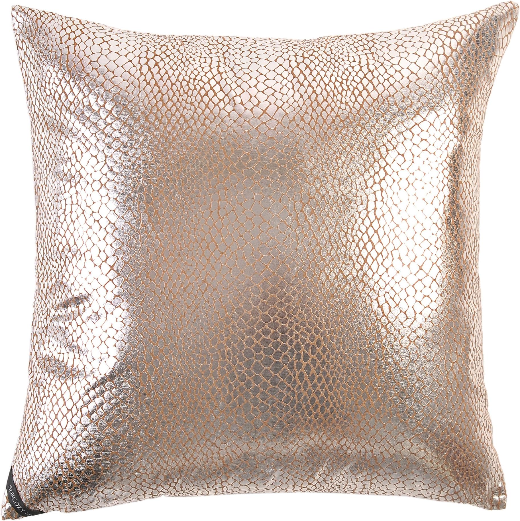 SurCozy Luxury Snake Skin Pattern Metallic Throw Pillow Case, Gold/Silver Soft Faux Suede Cushion Cover (Silver, 18"x18" no Insert)