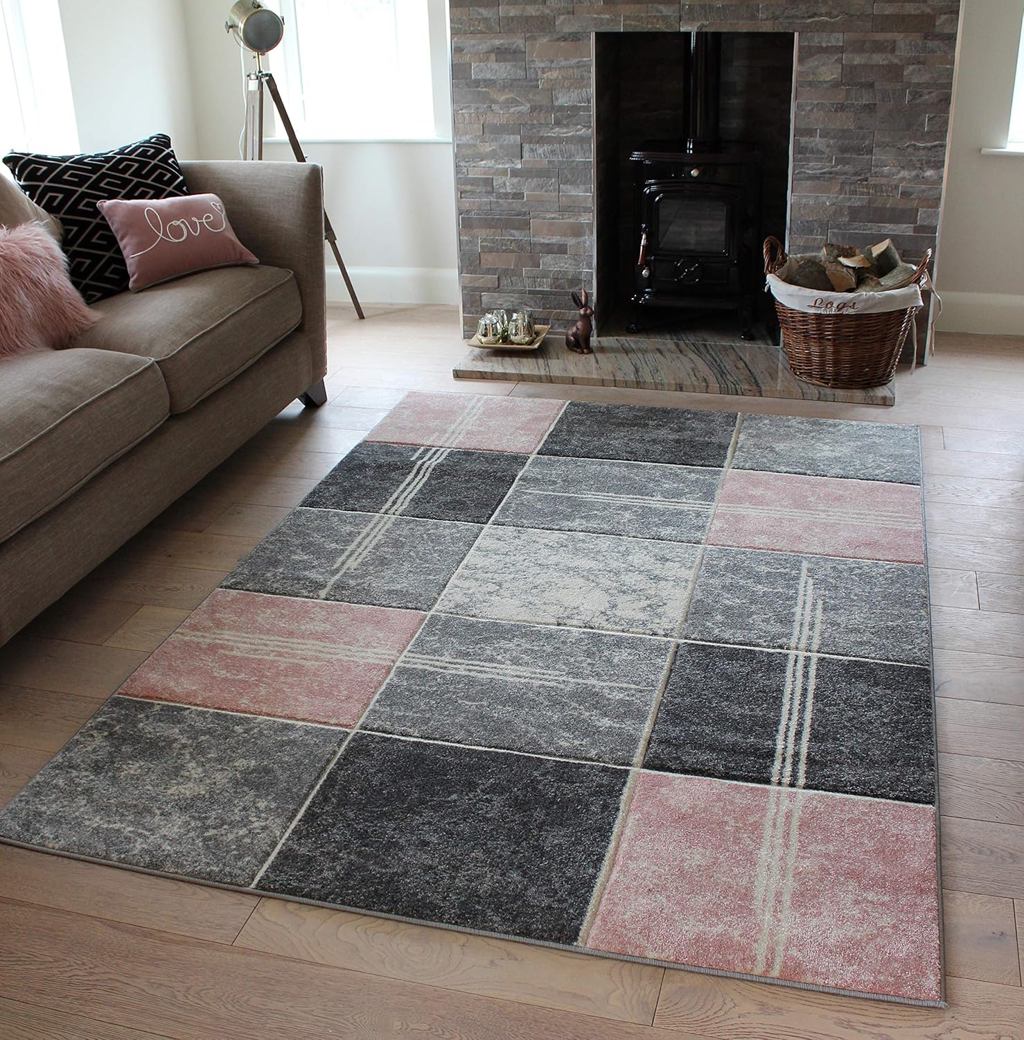 Small Large Blush Baby Pink Rose Silver Grey White Cream Modern Soft