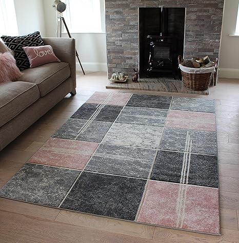 Grey Rug Contour Pattern Designer Silver Bedroom Carpet Mat