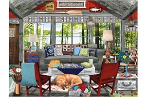 Ceaco - Tracy Flickinger - Lake Cabin - Oversized 300 Piece Jigsaw Puzzle, 24 x 18