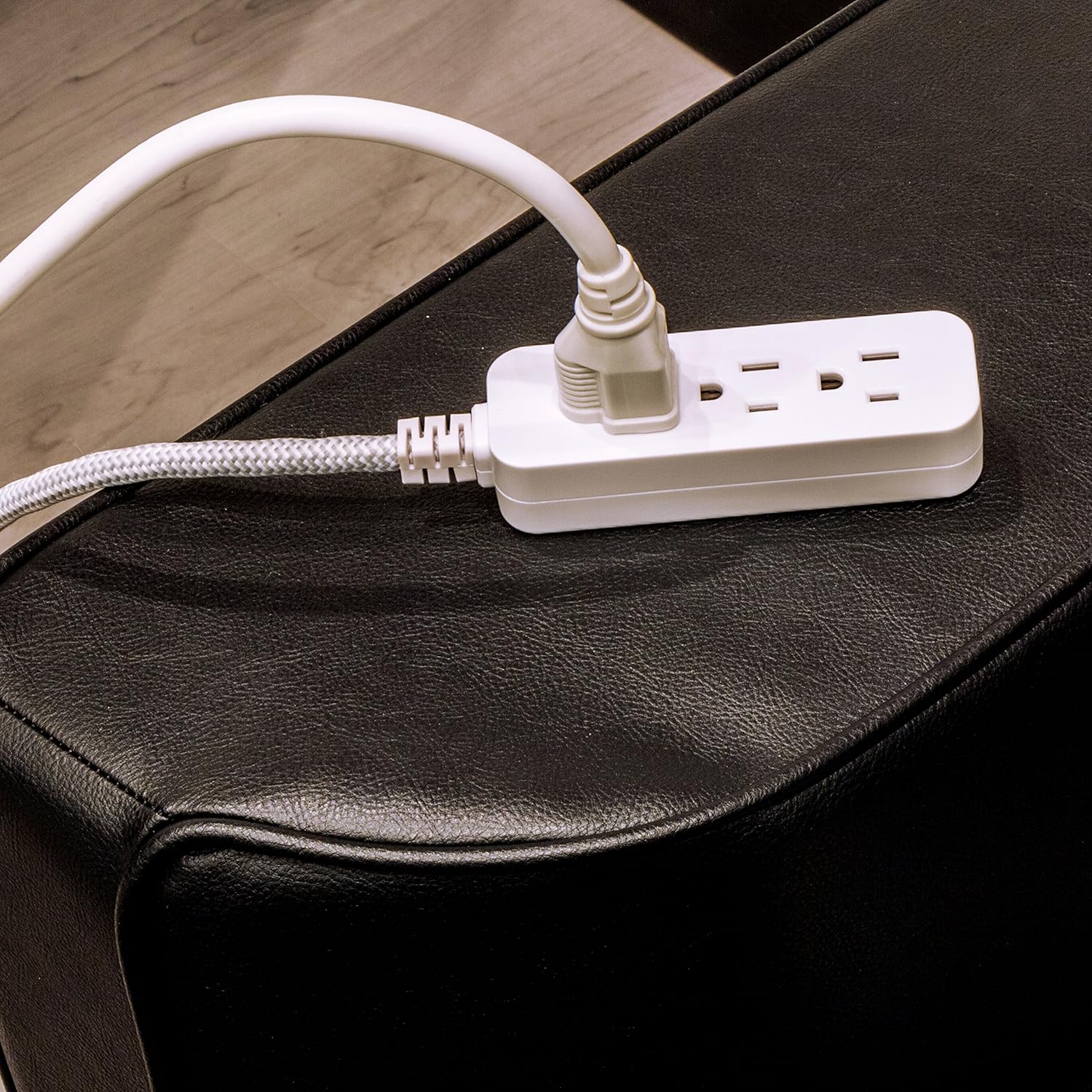 Cordinate Designer 3-Outlet Extension Cord with Surge Protection, Gray, Braided Décor Fabric Cord, 10 ft, Low-Profile Plug with Tamper Resistant Safety Outlets, 37914: Electronics