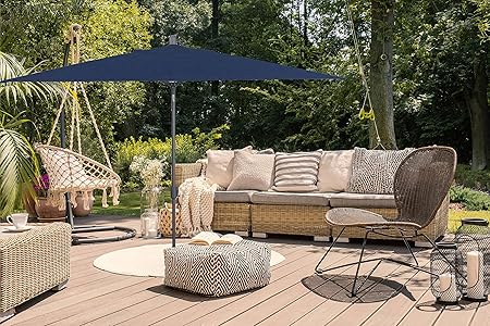 Secret Garden Home Goods Laguna Cove 10 X 6 5 Rectangular Auto Tilt Market Umbrella Starring Grey Sunbrella Navy Amazon Ca Patio Lawn Garden