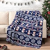 PAVILIA Christmas Snowman Throw Blanket | Blue Holiday Christmas Fleece Blanket | Soft, Plush, Warm Winter Cabin Throw, 50x60 (Blue Christmas)