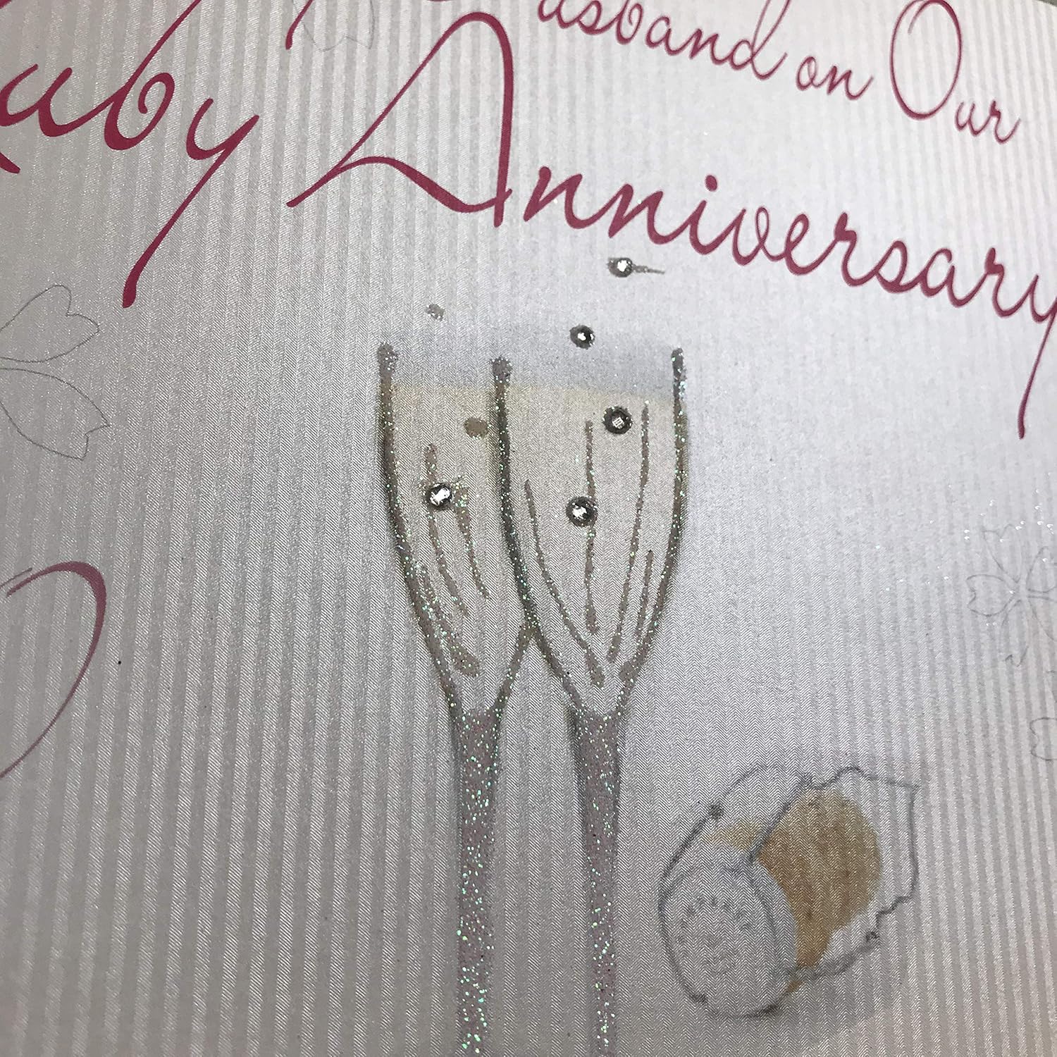 White Cotton Cards To My Husband, Handmade Large 40th - View #6