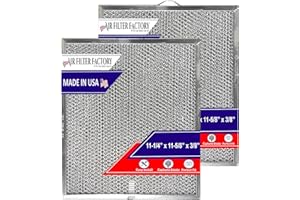 AIR FILTER FACTORY Range Hood Filter Replacement For BPQTF, 99010317, QT2000, WA6500, WA65F, S99010317 Broan Nutone Aluminum Grease Mesh Charcoal Carbon Combo Filter 11-1/4" X 11-5/8" X 3/8" 2-Pack