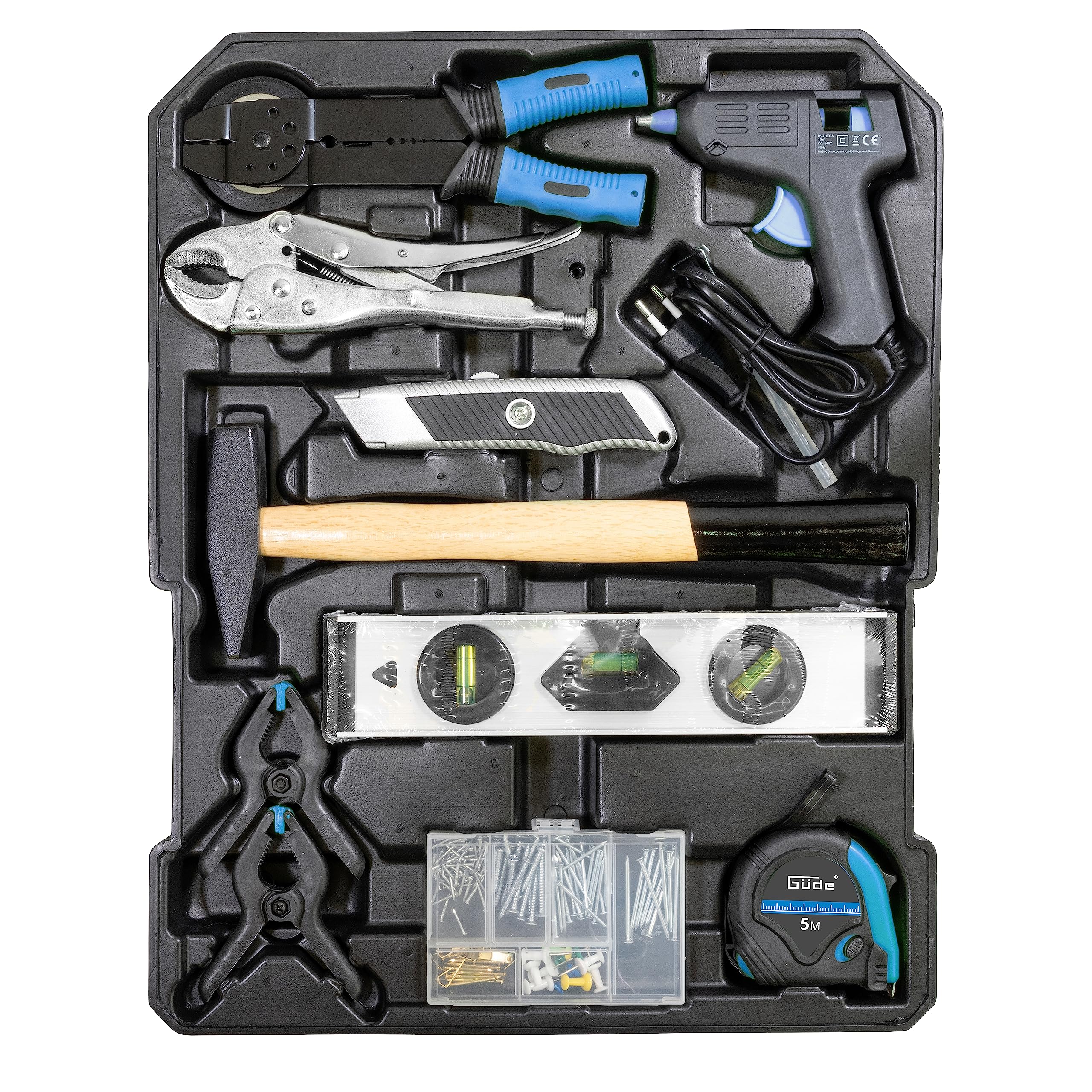 Güde 39004 Werkzeug-Trolley GWZT 500 (500-teiliges Werkzeugset aus Chrom-Vanadium- und Carbon-Stahl in praktischem Rollkoffer) Blau Schwarz 8