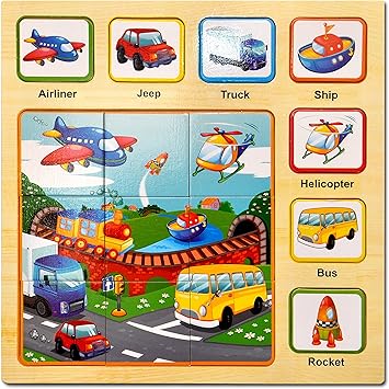 Toyshine Wooden Puzzle Toy, Educational and Learning Toy - Vehicles Puzzle