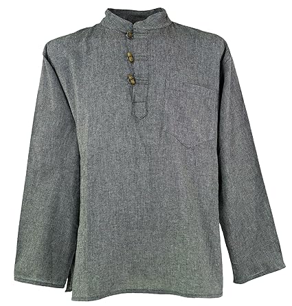 Guru-Shop Nepal Fischerhemd Goa Hippie, Herren, Baumwolle, Hemden Alternative Bekleidung