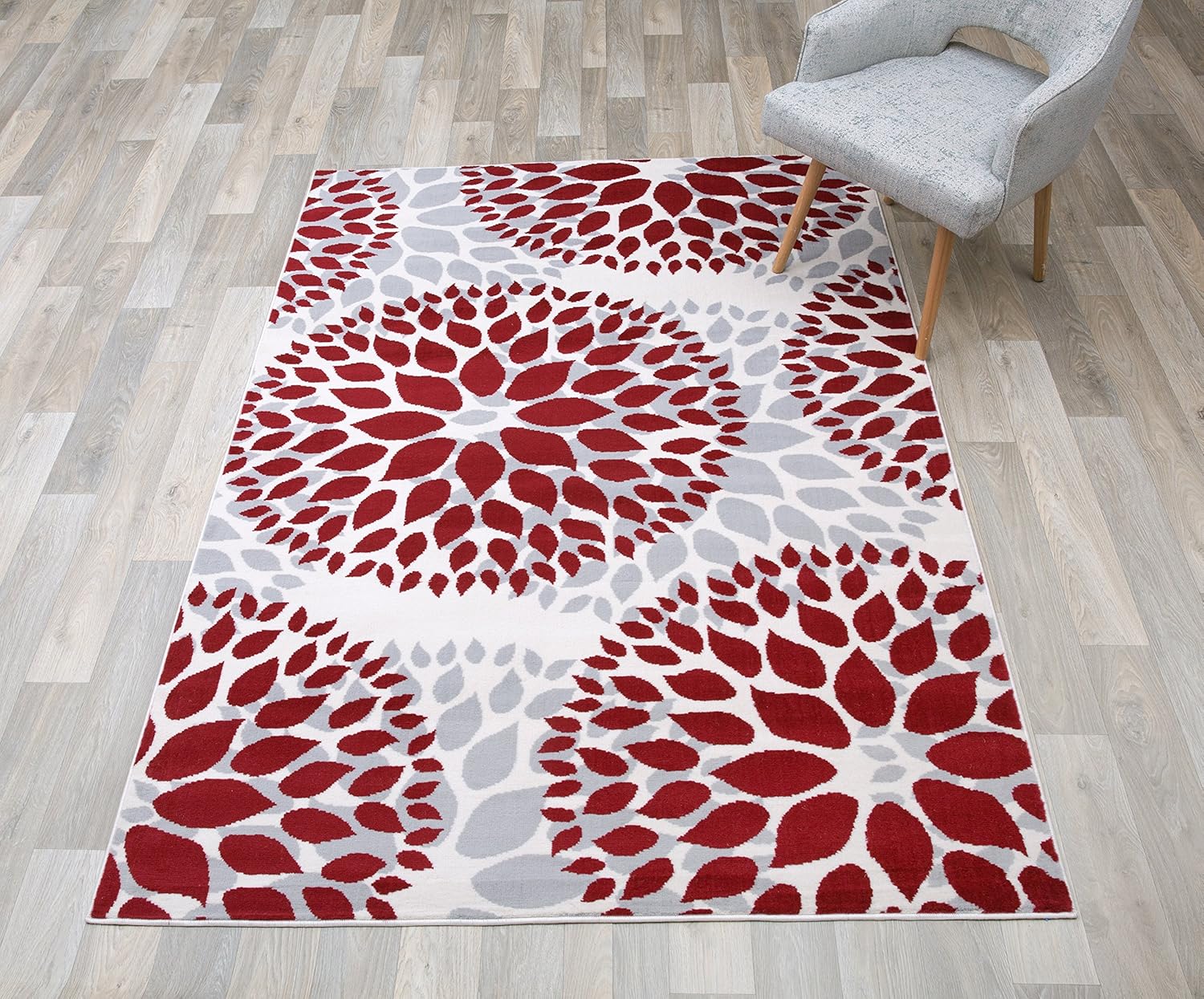 Modern Floral Circles Design Area Rugs 5' X 7' Blue: Furniture & Decor