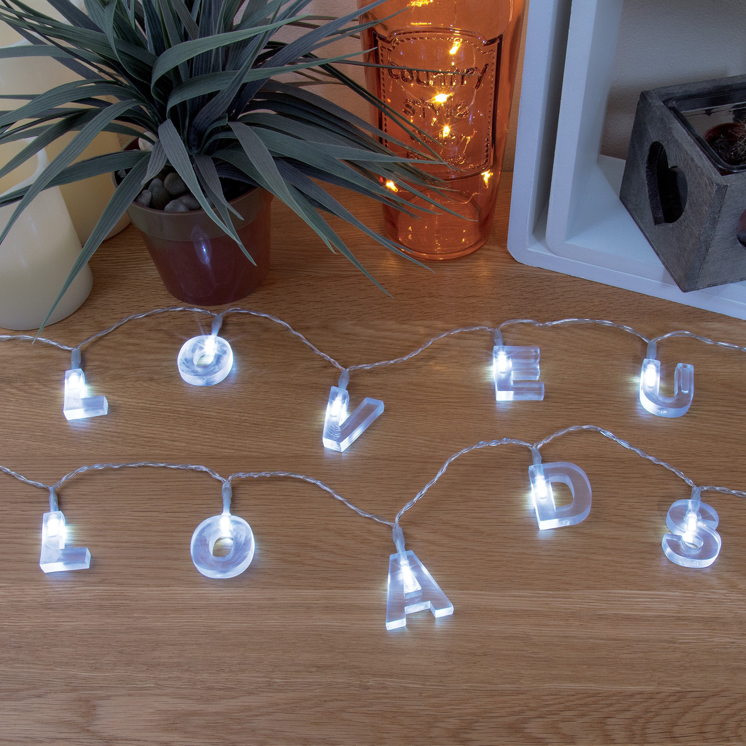 Global Gizmos 20 LED Alphabet Message String Light with 54 Interchangable Clear Letters