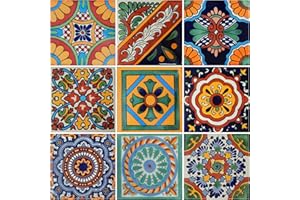 COLOR Y TRADICIÓN 9 Mexican Tiles 4" x 4" Hand Painted Talavera F-50