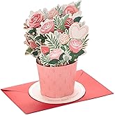 Hallmark Valentines Day Pop Up Card, Bouquet of Pink Flowers (Happy Heart) Paper Wonder 3D Card