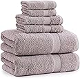 LANE LINEN Bath Towels for Bathroom Set - 100% Cotton Towels Set, 6 Pc Absorbent Towel Sets for Bathroom, Quick Dry Bath Towels Set, 2 Bath Towels for Adults, 2 Hand Towel, 2 Wash Cloths - Platinum
