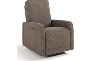 Storkcraft Kyoto Deluxe Power Recliner Swivel Glider (Mountain Brown Boucle) – Premium Electronic Power Recliner for Nursery, Includes Dual-USB Charging Port with USB-A & USB-C, Glider Rocking Chair