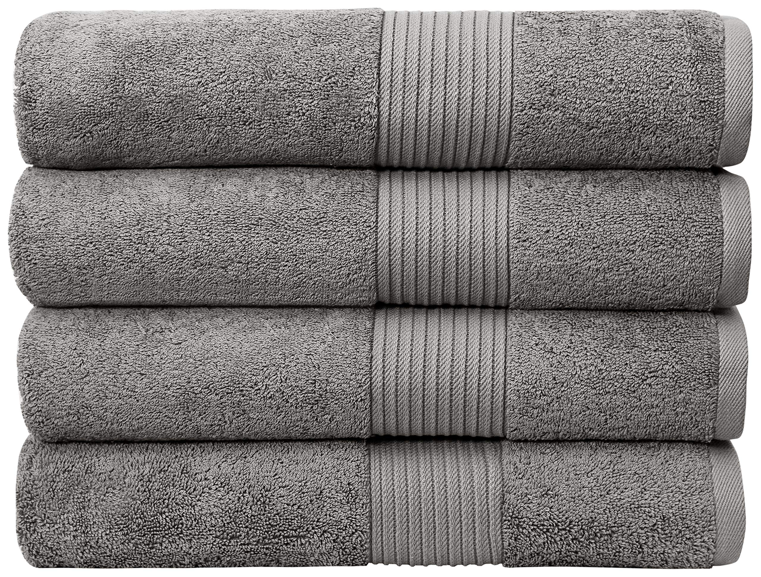 Photo 1 of Luxury Extra Large Oversized Bath Towels | Hotel Quality Towels | 650 GSM | Soft Combed Cotton Towels for Bathroom | Thick & Fluffy Bath Sheets | Grey - 4 Pack