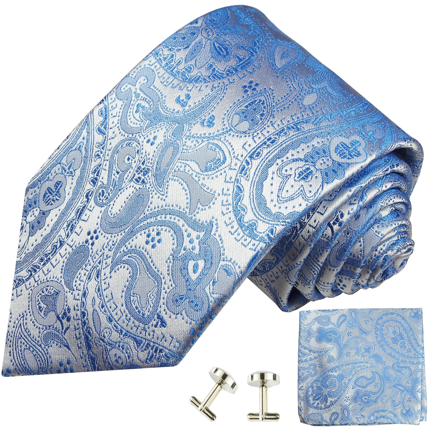 Blaues paisley Krawatten Set 3tlg 100/% Seidenkrawatte Paul Malone Normall/&auml;nge, Extralang oder schmal
