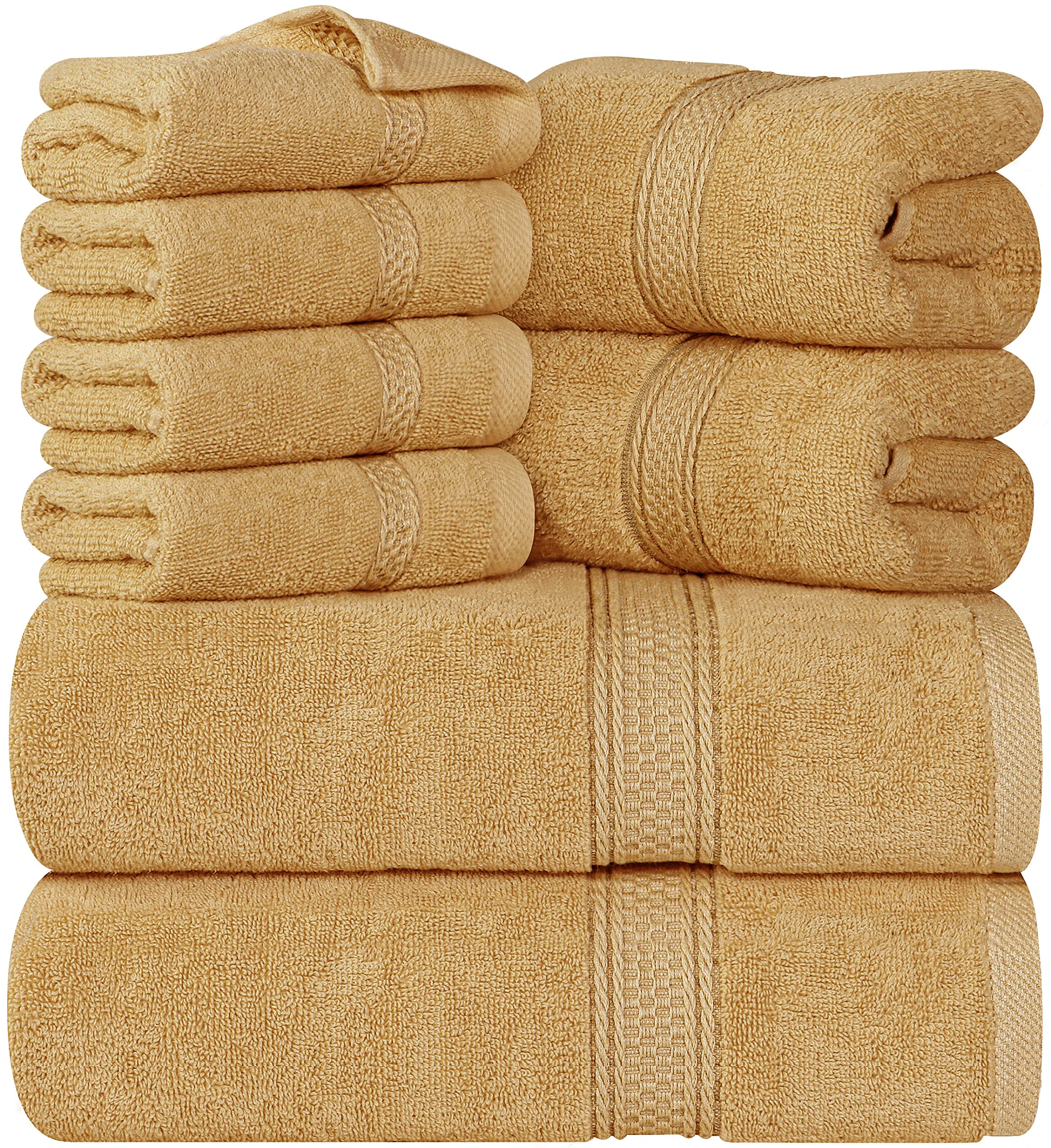 Utopia Towels 8 Piece Towel Set - 2 Bath Towels, 2 Hand Towels and 4 Washcloths Cotton Hotel Quality Super Soft and Highly Absorbent (Beige)