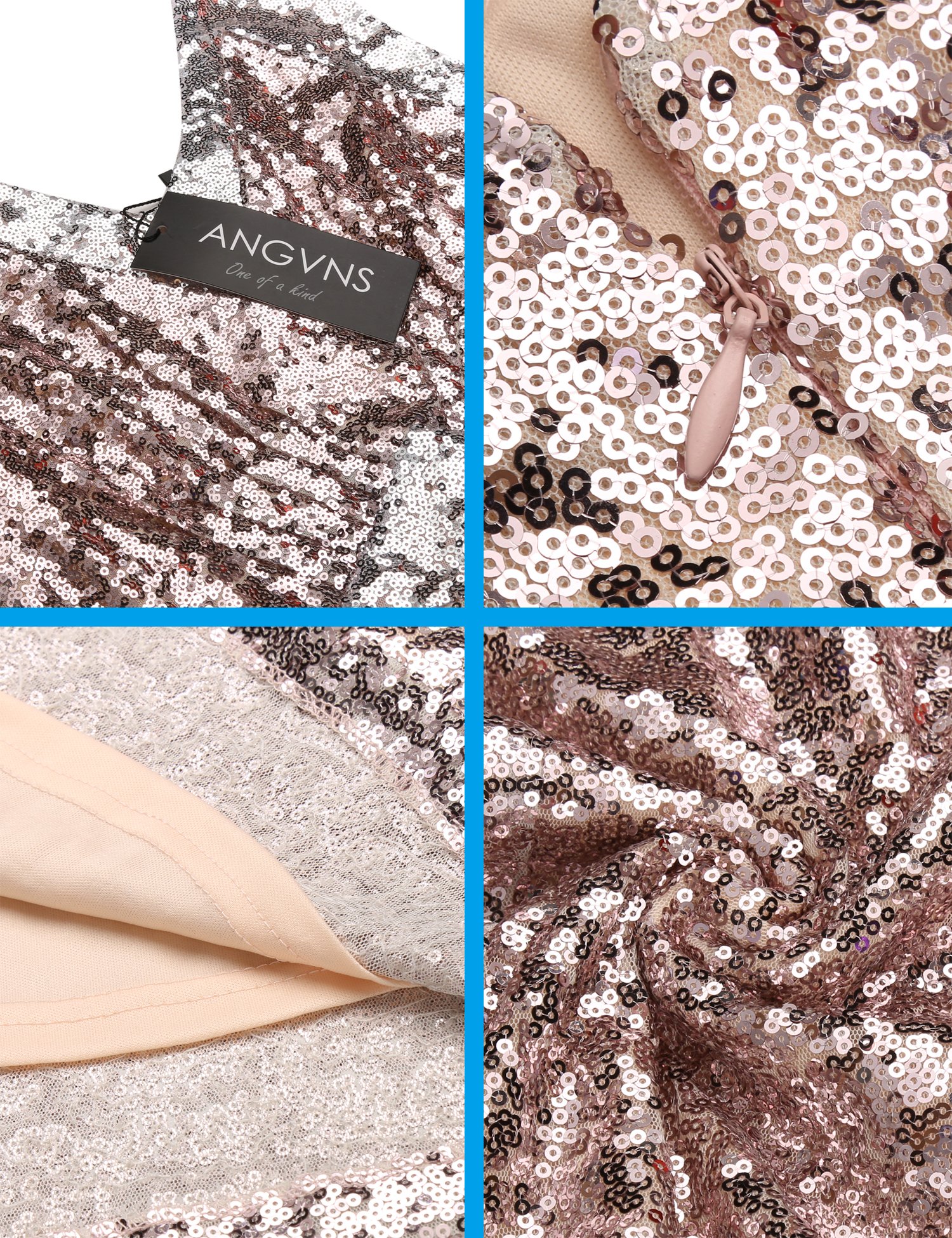 ANGVNS Sexy Sleeveless V Neck Sequins Sparkle Mermaid Bodycon Maxi Prom Dress