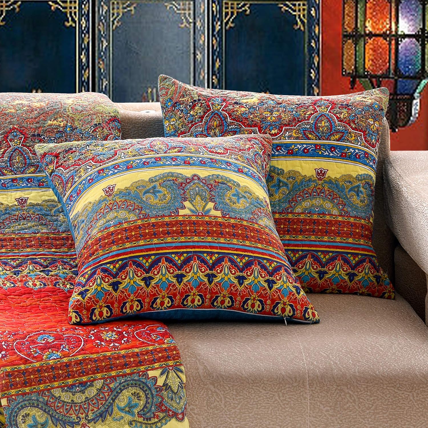 Exclusivo Mezcla Luxury Cotton Boho Stripe Throw Pillow