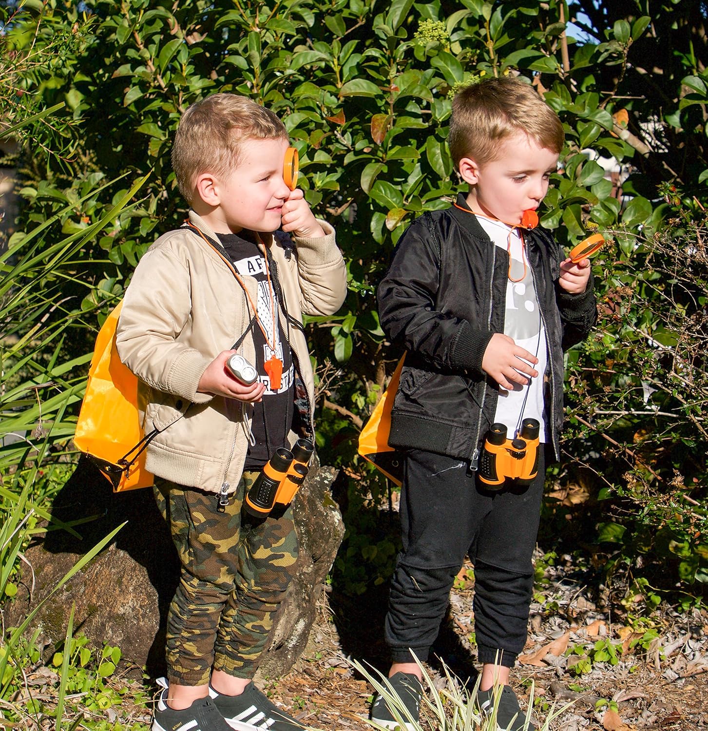 Adventure Kidz - Outdoor Exploration Kit, Children’s Toy Binoculars, Flashlight, Compass, Whistle, Magnifying Glass, Backpack. Great Kids Gift Set for Camping, Hiking, Educational and Pretend Play.: Toys & Games