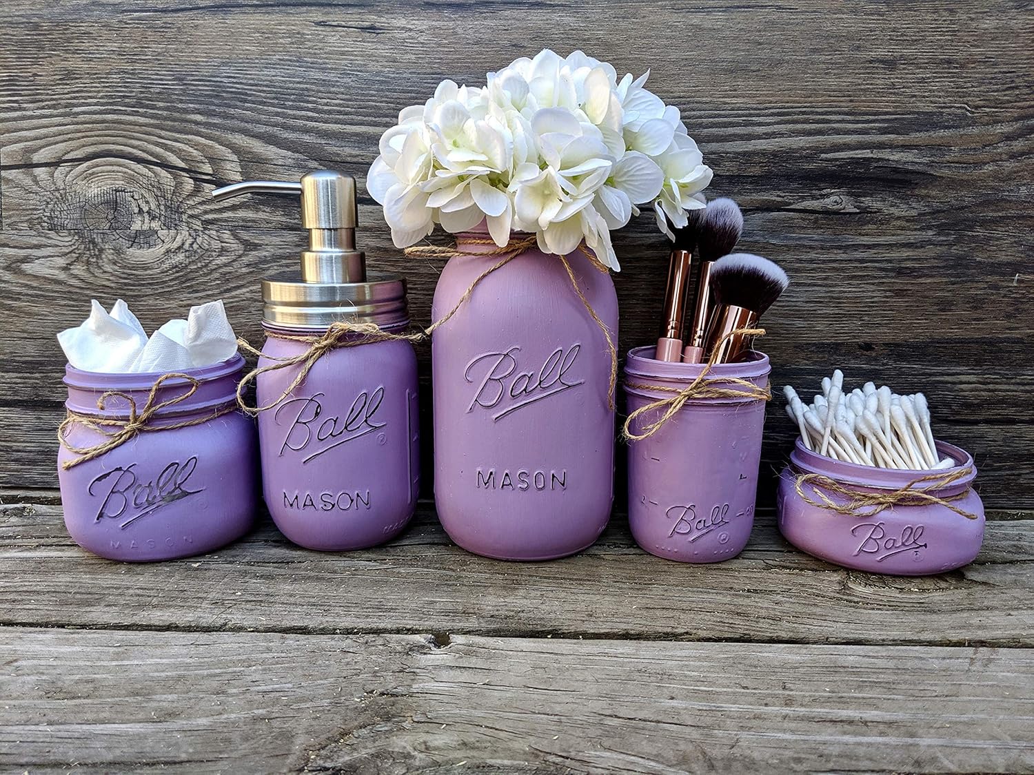 Amazon.com: Painted Mason Jars. Mason Jar Bathroom Accessories. Rustic