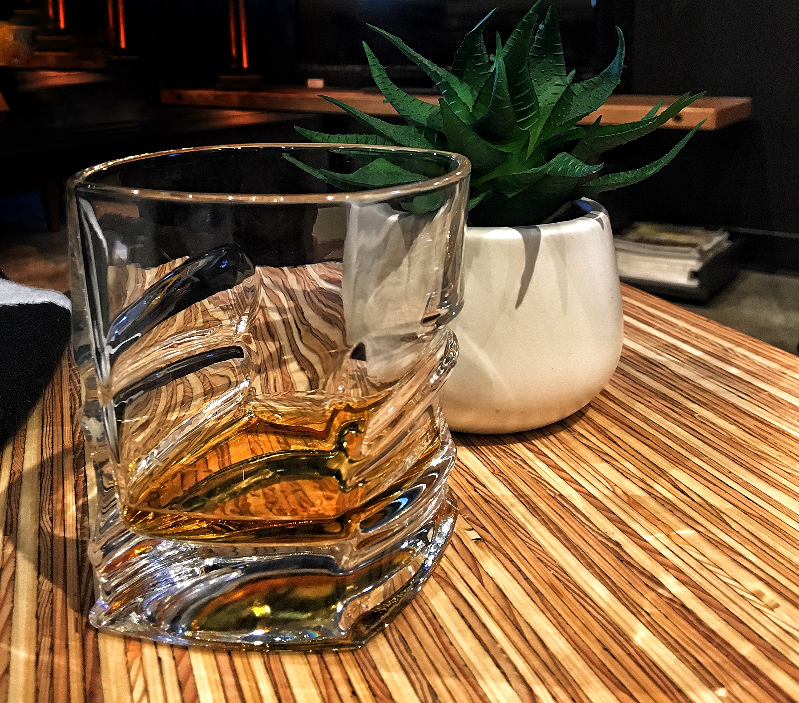 Grip Whiskey Glass, Set of 4 Exclusive Heavy Bottom Scotch Glasses