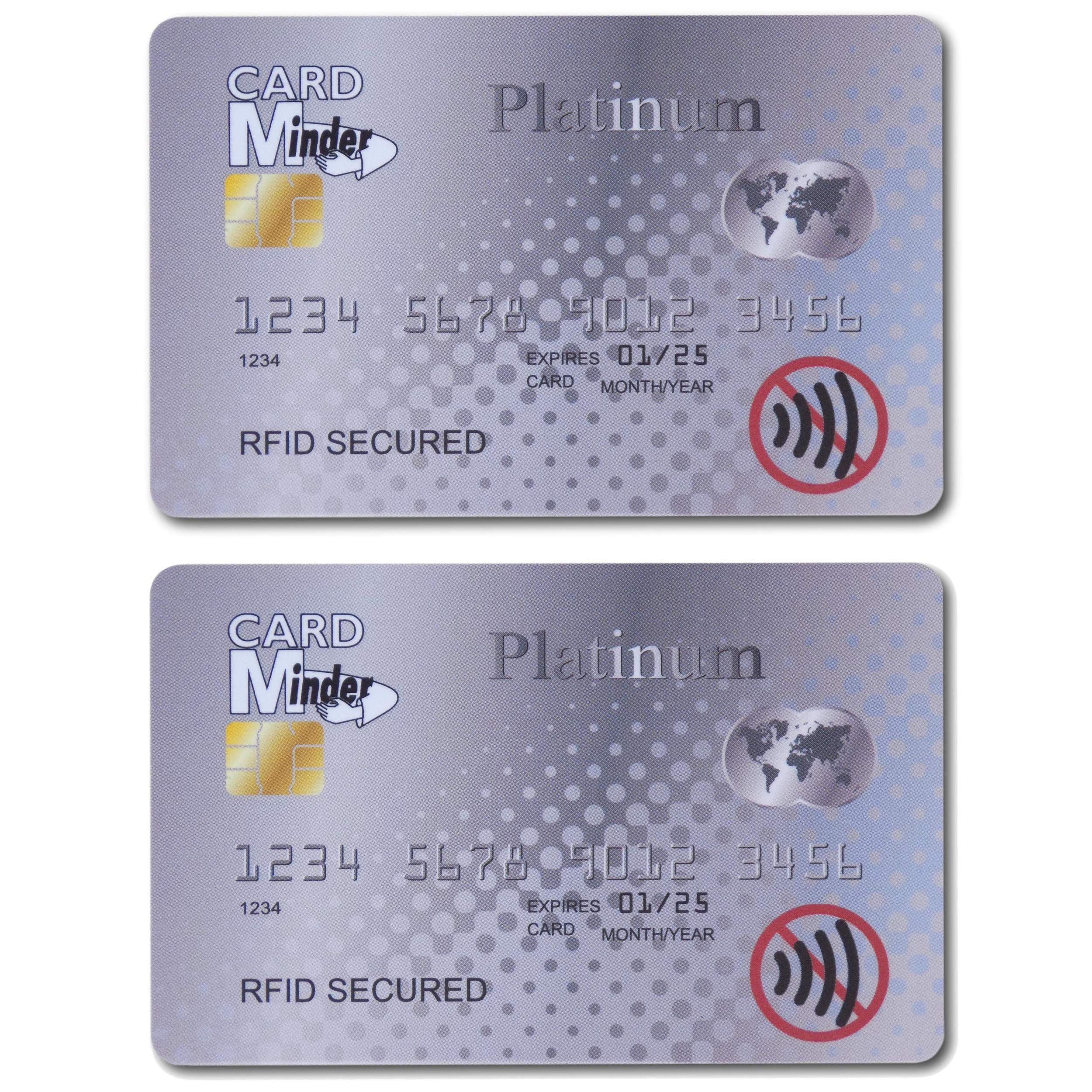 Card Minder RFID/NFC Blocking Card - Contactless Card Protection - 1 Card Protects Your Entire Wallet - Next Gen with No Need for Sleeves (2 Cards, Platinum Card)