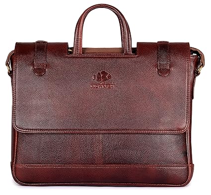 The Clownfish Esteemer Genuine Leather 14 inch Leather Laptop Bags, Laptop Briefcase, Laptop Briefcase for Men, Laptop Bags for Men, Laptop Shoulder bag, Bags for for Women, Briefcase, Laptop Bags , Messenger Bags For Men, Office Bags, Macbook Bag, Macbook Pro Bag ( Mahogany)