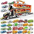 Joyin Carrier Truck Toys with 32pcs Die Cast Cars, Metal Toy Cars, Car Toys Bulk, Vehicle Set for Toddlers, Child Party Favors, Race Cars Toys for Boys