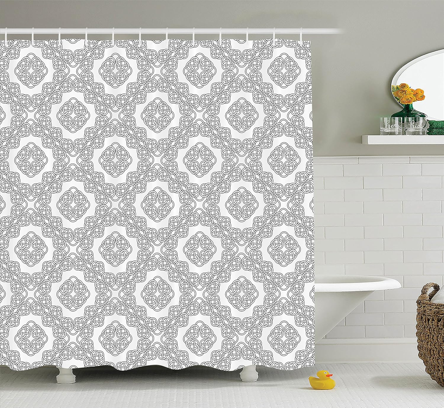 Amazon Com Ambesonne Celtic Shower Curtain Vintage Geometric
