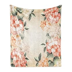 Ambesonne Floral Throw Blanket, Blooming Hydrangea