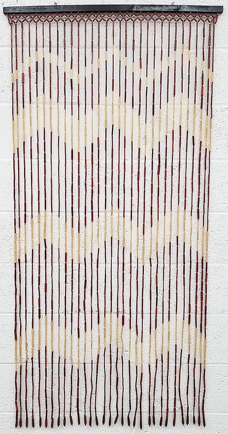 Jvl Wooden Bamboo Beaded Fly Screen Door Curtain 90 X180cm Design