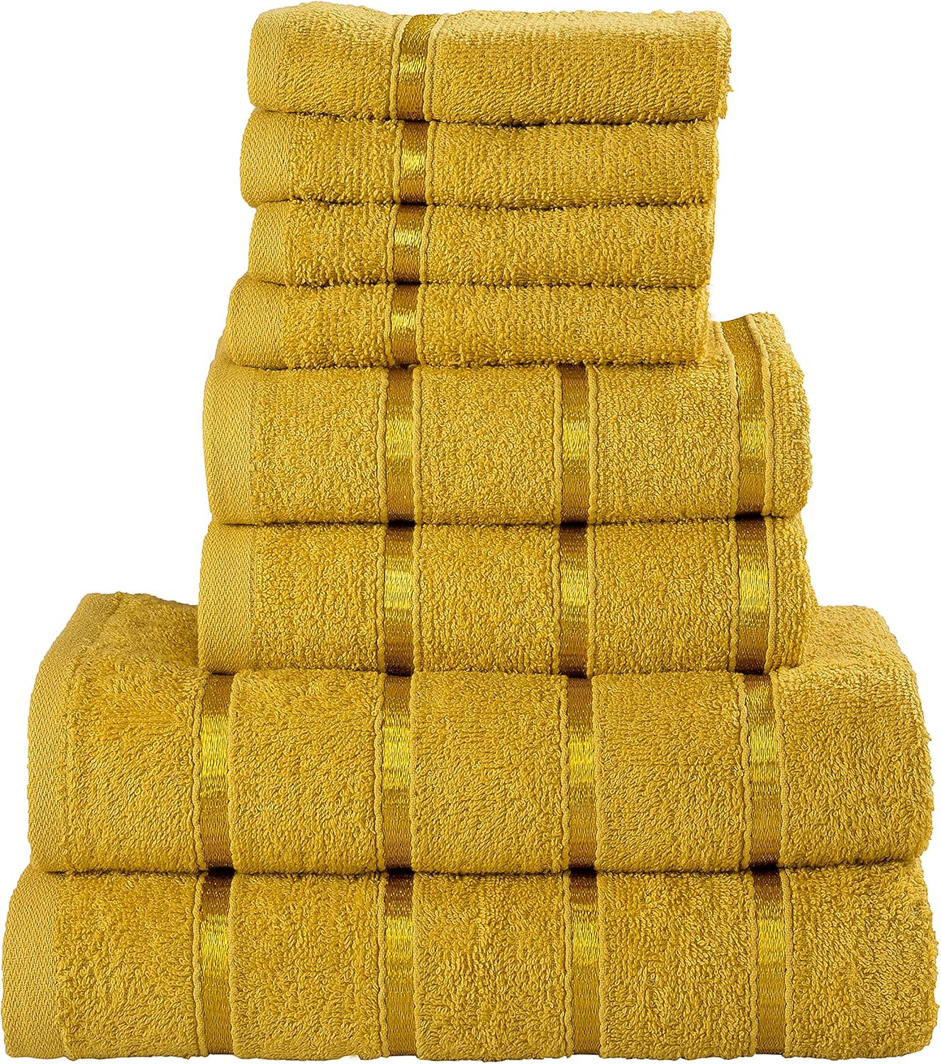 Todd Linens 8 Pcs Towel Set. 2 Bath Towels, 2 Hand Towels, 4 Flannel