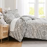 King/Cal King Paisley Duvet Cover Set Reversible 108x98 Zipper Ashanti Grey | 3 Pc Microfiber California King Duvet Cover Set, Wrinkle Resistant, 4 Corner Ties, 2 Pillow Shams, Southshore Fine Living