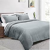 Threadmill Quilts Queen Size Sets | 3-Piece Queen Quilt Set with 2 Pillow Shams - Reversible Soft Breathable and Lightweight Quilt Queen Bedspread Coverlet Bedding Set - Scottish Grey