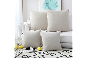 K KEVIN TEXTILE Kevin Textile 2 Pcs Simple Linen Pillow Covers Nordic Stars Soft Cushion Case with Hidden Zipper, 24"x24", Light Beige