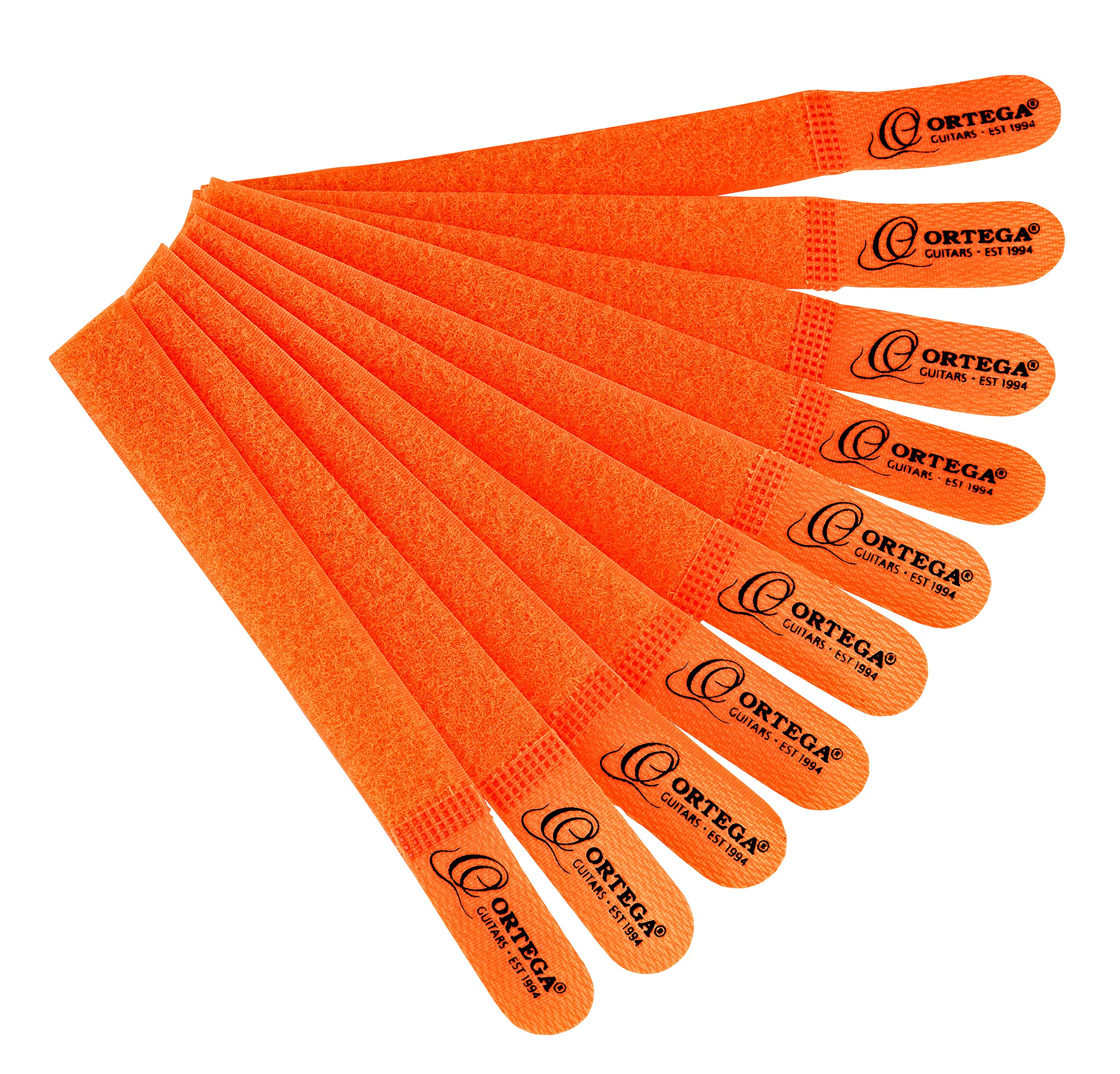 Ortega Guitars Cable Ties Accessory - Hook & Loop Cable Ties - 18 cm x 2 cm - Orange (OCBT-10)