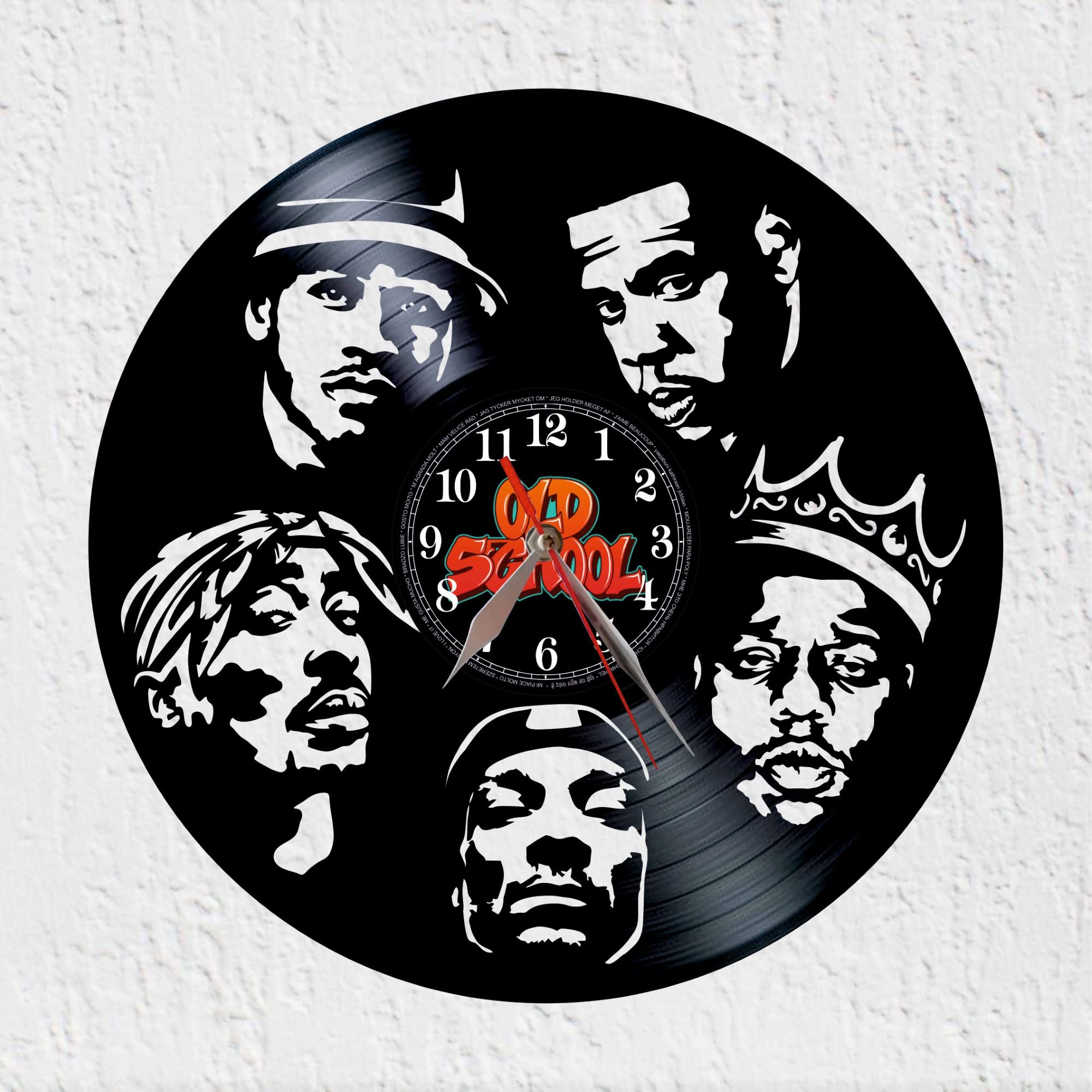 VINY WOODY Rap Stars Old School Clock New Decoration Music Hip Hop Rap Vinyl Disc Clock Original Gift