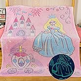 Snooze Bliss Glow in The Dark Princess Blanket– Fun Birthday Gift for Kids Who Love Toys & Dresses for Girls. Cute Toddler Blanket Throw for Princess Bedding and Room Decor